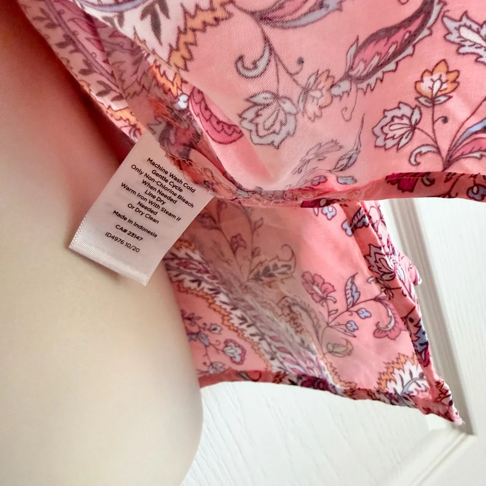 Talbots Dancing Paisley Band Collar Popover Top - Picture 8 of 8